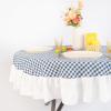 imageMONDAY MOOSE Scalloped Farmhouse Rustic Picnic Style Decoration Rectangle Natural Stonewashed Cotton Tablecloth for Kitchen Dining Room Restaurant 55x70 inch Scalloped SageBlueWhite