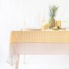 imageMONDAY MOOSE Scalloped Farmhouse Rustic Picnic Style Decoration Rectangle Natural Stonewashed Cotton Tablecloth for Kitchen Dining Room Restaurant 55x70 inch Scalloped SageYellowBeige