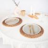 imageMONDAY MOOSE Scalloped Farmhouse Rustic Picnic Style Decoration Rectangle Natural Stonewashed Cotton Tablecloth for Kitchen Dining Room Restaurant 55x70 inch Scalloped SageCharcoal Grid