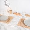 imageMONDAY MOOSE Scalloped Farmhouse Rustic Picnic Style Decoration Rectangle Natural Stonewashed Cotton Tablecloth for Kitchen Dining Room Restaurant 55x70 inch Scalloped SageWhiteBlack Stripes