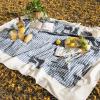 imageMONDAY MOOSE Scalloped Farmhouse Rustic Picnic Style Decoration Rectangle Natural Stonewashed Cotton Tablecloth for Kitchen Dining Room Restaurant 55x70 inch Scalloped SageBlueWhite