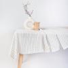imageMONDAY MOOSE Scalloped Farmhouse Rustic Picnic Style Decoration Rectangle Natural Stonewashed Cotton Tablecloth for Kitchen Dining Room Restaurant 55x70 inch Scalloped SageWhiteBlack Stripes
