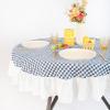 imageMONDAY MOOSE Scalloped Farmhouse Rustic Picnic Style Decoration Rectangle Natural Stonewashed Cotton Tablecloth for Kitchen Dining Room Restaurant 55x70 inch Scalloped SageBlueWhite