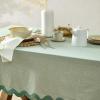 imageMONDAY MOOSE Scalloped Farmhouse Rustic Picnic Style Decoration Rectangle Natural Stonewashed Cotton Tablecloth for Kitchen Dining Room Restaurant 55x70 inch Scalloped SageScalloped Sage