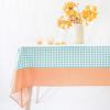 imageMONDAY MOOSE Scalloped Farmhouse Rustic Picnic Style Decoration Rectangle Natural Stonewashed Cotton Tablecloth for Kitchen Dining Room Restaurant 55x70 inch Scalloped SageTealOrange