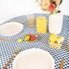 imageMONDAY MOOSE Scalloped Farmhouse Rustic Picnic Style Decoration Rectangle Natural Stonewashed Cotton Tablecloth for Kitchen Dining Room Restaurant 55x70 inch Scalloped SageBlueWhite