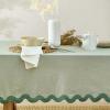 imageMONDAY MOOSE Scalloped Farmhouse Rustic Picnic Style Decoration Rectangle Natural Stonewashed Cotton Tablecloth for Kitchen Dining Room Restaurant 55x70 inch Scalloped SageScalloped Sage