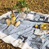 imageMONDAY MOOSE Scalloped Farmhouse Rustic Picnic Style Decoration Rectangle Natural Stonewashed Cotton Tablecloth for Kitchen Dining Room Restaurant 55x70 inch Scalloped SageBlueWhite