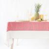 imageMONDAY MOOSE Scalloped Farmhouse Rustic Picnic Style Decoration Rectangle Natural Stonewashed Cotton Tablecloth for Kitchen Dining Room Restaurant 55x70 inch Scalloped SageRedWhite