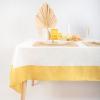 imageMONDAY MOOSE Scalloped Farmhouse Rustic Picnic Style Decoration Rectangle Natural Stonewashed Cotton Tablecloth for Kitchen Dining Room Restaurant 55x70 inch Scalloped SageWhiteYellow