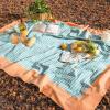 imageMONDAY MOOSE Scalloped Farmhouse Rustic Picnic Style Decoration Rectangle Natural Stonewashed Cotton Tablecloth for Kitchen Dining Room Restaurant 55x70 inch Scalloped SageTealOrange