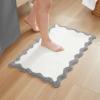 imageMONDAY MOOSE Bath Mat with Scalloped Wavy Ripple Design Microfiber Absorbent Non Slip Tufted Rug for Floor Shower or Kitchen 20x32 inch BlueGrey