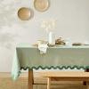 imageMONDAY MOOSE Scalloped Farmhouse Rustic Picnic Style Decoration Rectangle Natural Stonewashed Cotton Tablecloth for Kitchen Dining Room Restaurant 55x70 inch Scalloped SageScalloped Sage
