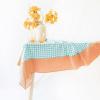 imageMONDAY MOOSE Scalloped Farmhouse Rustic Picnic Style Decoration Rectangle Natural Stonewashed Cotton Tablecloth for Kitchen Dining Room Restaurant 55x70 inch Scalloped SageTealOrange