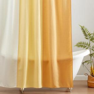 imageMONDAY MOOSE Colorful Waffle Weave Shower Curtain with Rustproof Metal Grommet Holes for Bathroom Machine Washable Hooks Included 72x72 inch Light BlueBlueCreamYellow