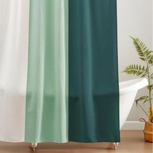 imageMONDAY MOOSE Colorful Waffle Weave Shower Curtain with Rustproof Metal Grommet Holes for Bathroom Machine Washable Hooks Included 72x72 inch Light BlueBlueCreamDark Teal