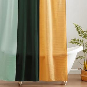 imageMONDAY MOOSE Colorful Waffle Weave Shower Curtain with Rustproof Metal Grommet Holes for Bathroom Machine Washable Hooks Included 72x72 inch Light BlueBlueGreenYellow