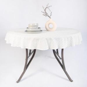 imageMONDAY MOOSE Scalloped Farmhouse Rustic Picnic Style Decoration Rectangle Natural Stonewashed Cotton Tablecloth for Kitchen Dining Room Restaurant 55x70 inch Scalloped SageCharcoal Grid