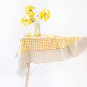 imageMONDAY MOOSE Scalloped Farmhouse Rustic Picnic Style Decoration Rectangle Natural Stonewashed Cotton Tablecloth for Kitchen Dining Room Restaurant 55x70 inch Scalloped SageYellowBeige