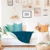 imageMONDAY MOOSE Cozy Fleece Throw Blanket with Pom Pom Fringe Super Soft Lightweight Blanket DoubleSided Designs for Couch Bed Sofa Home Decor 50x60 inch Slate GrayPastel BlueBlueLight Aqua