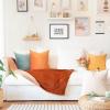 imageMONDAY MOOSE Cozy Fleece Throw Blanket with Pom Pom Fringe Super Soft Lightweight Blanket DoubleSided Designs for Couch Bed Sofa Home Decor 50x60 inch Slate GrayPastel BlueBurnt OrangeLight Orange