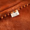 imageMONDAY MOOSE Cozy Fleece Throw Blanket with Pom Pom Fringe Super Soft Lightweight Blanket DoubleSided Designs for Couch Bed Sofa Home Decor 50x60 inch Slate GrayPastel BlueBurnt OrangeLight Orange