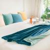 imageMONDAY MOOSE Cozy Fleece Throw Blanket with Pom Pom Fringe Super Soft Lightweight Blanket DoubleSided Designs for Couch Bed Sofa Home Decor 50x60 inch Slate GrayPastel BlueBlueLight Aqua