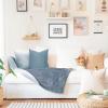 imageMONDAY MOOSE Cozy Fleece Throw Blanket with Pom Pom Fringe Super Soft Lightweight Blanket DoubleSided Designs for Couch Bed Sofa Home Decor 50x60 inch Slate GrayPastel BlueSlate GrayPastel Blue