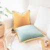 imageMONDAY MOOSE Decorative Throw Pillow Covers Cushion Cases Set of 2 Soft Velvet Pom Poms DoubleSided Designs Mix and Match for Home Decor Pillow Inserts Not Included 18x18 inch GreenBlueOrangeTeal