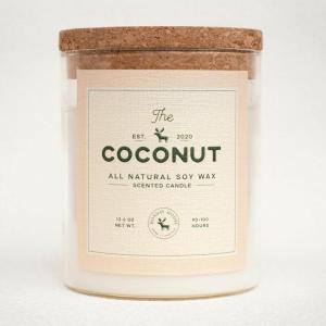 imageMONDAY MOOSE Scented Candle 126oz AllNatural Soy Wax Cotton Wick Candle Glass Jar and Cork Lid with Essential Oils CoconutCoconut
