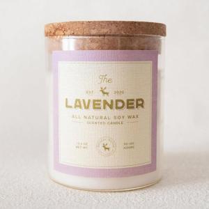 imageMONDAY MOOSE Scented Candle 126oz AllNatural Soy Wax Cotton Wick Candle Glass Jar and Cork Lid with Essential Oils LemonLavender
