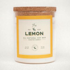 imageMONDAY MOOSE Scented Candle 126oz AllNatural Soy Wax Cotton Wick Candle Glass Jar and Cork Lid with Essential Oils LemonLemon