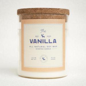 imageMONDAY MOOSE Scented Candle 126oz AllNatural Soy Wax Cotton Wick Candle Glass Jar and Cork Lid with Essential Oils LemonVanilla