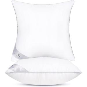 imageMONDAY MOOSE Throw Pillow Inserts Set of 4 White Soft Microfiber Piping Designs Square Pillows for Bed Couch Sofa 4Pack 20x20 inch2pack