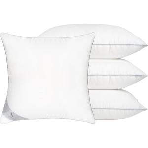 imageMONDAY MOOSE Throw Pillow Inserts Set of 4 White Soft Microfiber Piping Designs Square Pillows for Bed Couch Sofa 4Pack 20x20 inch4pack