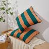 imageMONDAY MOOSE Christmas Decorative Throw Pillow Covers Cushion Cases Set of 2 Soft Velvet Striped Piping Edge Designs Pillow Inserts Not Included RedWhite 18x18 inchCoralDark Teal