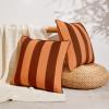 imageMONDAY MOOSE Christmas Decorative Throw Pillow Covers Cushion Cases Set of 2 Soft Velvet Striped Piping Edge Designs Pillow Inserts Not Included RedWhite 18x18 inchRustCoral