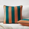 imageMONDAY MOOSE Christmas Decorative Throw Pillow Covers Cushion Cases Set of 2 Soft Velvet Striped Piping Edge Designs Pillow Inserts Not Included RedWhite 18x18 inchCoralDark Teal