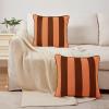 imageMONDAY MOOSE Christmas Decorative Throw Pillow Covers Cushion Cases Set of 2 Soft Velvet Striped Piping Edge Designs Pillow Inserts Not Included RedWhite 18x18 inchRustCoral
