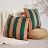 imageMONDAY MOOSE Christmas Decorative Throw Pillow Covers Cushion Cases Set of 2 Soft Velvet Striped Piping Edge Designs Pillow Inserts Not Included RedWhite 18x18 inchCoralDark Teal