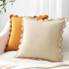 imageMONDAY MOOSE Decorative Throw Pillow Covers Cushion Cases Set of 2 Soft Velvet Scalloped Round Edge Designs Mix and Match for Home Decor Pillow Inserts Not Included BlueLight Blue 18x18 inchHoneyCream