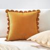 imageMONDAY MOOSE Decorative Throw Pillow Covers Cushion Cases Set of 2 Soft Velvet Scalloped Round Edge Designs Mix and Match for Home Decor Pillow Inserts Not Included BlueLight Blue 18x18 inchHoneyCream