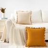 imageMONDAY MOOSE Decorative Throw Pillow Covers Cushion Cases Set of 2 Soft Velvet Scalloped Round Edge Designs Mix and Match for Home Decor Pillow Inserts Not Included BlueLight Blue 18x18 inchHoneyCream