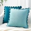 imageMONDAY MOOSE Decorative Throw Pillow Covers Cushion Cases Set of 2 Soft Velvet Scalloped Round Edge Designs Mix and Match for Home Decor Pillow Inserts Not Included BlueLight Blue 18x18 inchBlueLight Blue