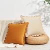 imageMONDAY MOOSE Decorative Throw Pillow Covers Cushion Cases Set of 2 Soft Velvet Scalloped Round Edge Designs Mix and Match for Home Decor Pillow Inserts Not Included BlueLight Blue 18x18 inchHoneyCream