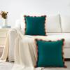 imageMONDAY MOOSE Decorative Throw Pillow Covers Cushion Cases Set of 2 Soft Velvet Scalloped Wavy Edge Designs Mix and Match for Home Decor Pillow Inserts Not Included BeigeBrown 18x18 inchCoralDark Teal
