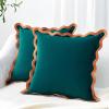 imageMONDAY MOOSE Decorative Throw Pillow Covers Cushion Cases Set of 2 Soft Velvet Scalloped Wavy Edge Designs Mix and Match for Home Decor Pillow Inserts Not Included BeigeBrown 18x18 inchCoralDark Teal