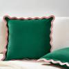 imageMONDAY MOOSE Decorative Throw Pillow Covers Cushion Cases Set of 2 Soft Velvet Scalloped Wavy Edge Designs Mix and Match for Home Decor Pillow Inserts Not Included BeigeBrown 18x18 inchPinkGreen