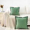 imageMONDAY MOOSE Decorative Throw Pillow Covers Cushion Cases Set of 2 Soft Velvet Scalloped Wavy Edge Designs Mix and Match for Home Decor Pillow Inserts Not Included BeigeBrown 18x18 inchGreenLight Green