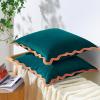 imageMONDAY MOOSE Decorative Throw Pillow Covers Cushion Cases Set of 2 Soft Velvet Scalloped Wavy Edge Designs Mix and Match for Home Decor Pillow Inserts Not Included BeigeBrown 18x18 inchCoralDark Teal
